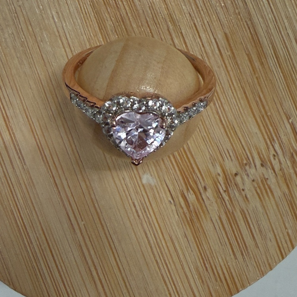 Heart Soul Pink Heart Stone Ring with Silver Accents Size 7 - Picture 4 of 4